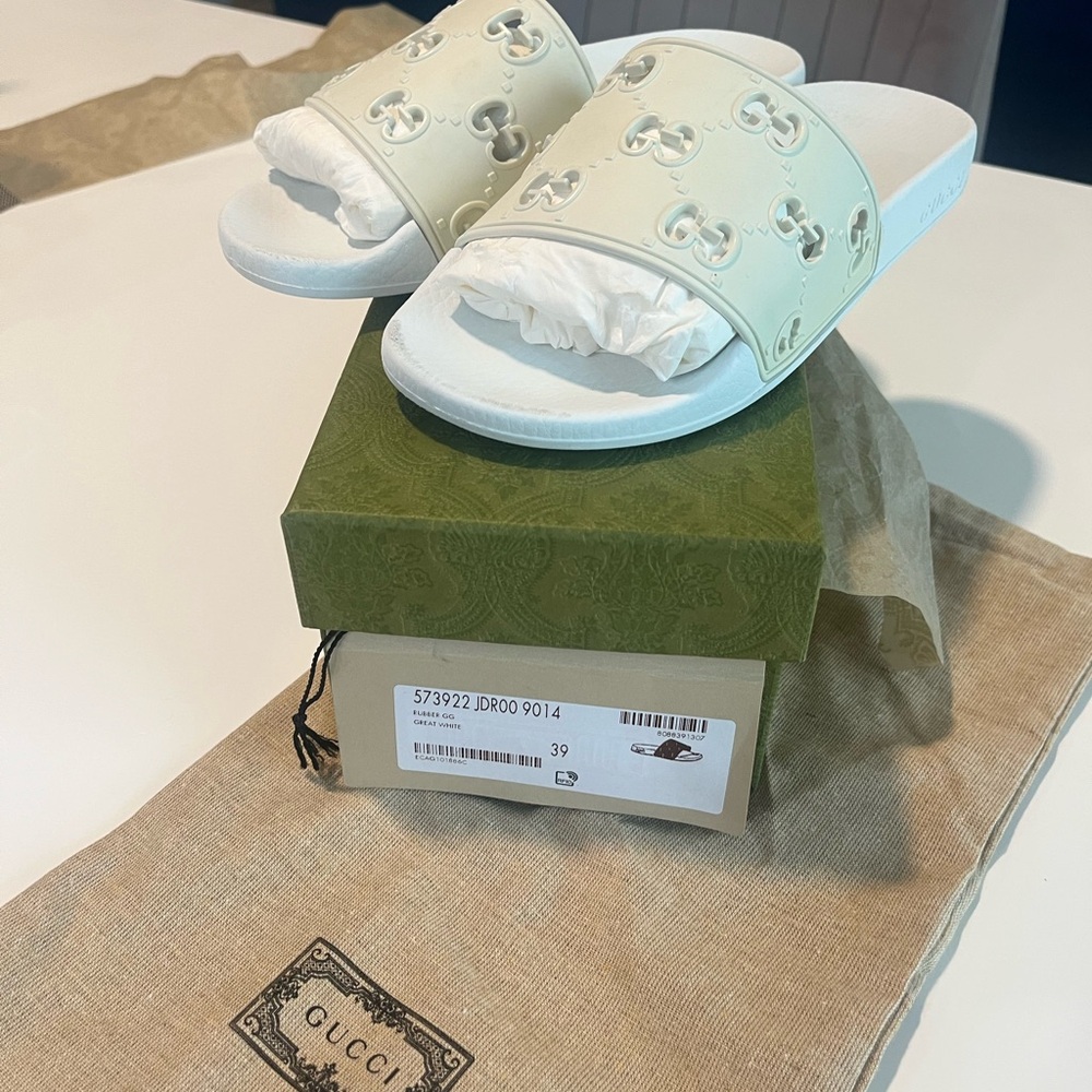 Gucci Cream Slide Sandals